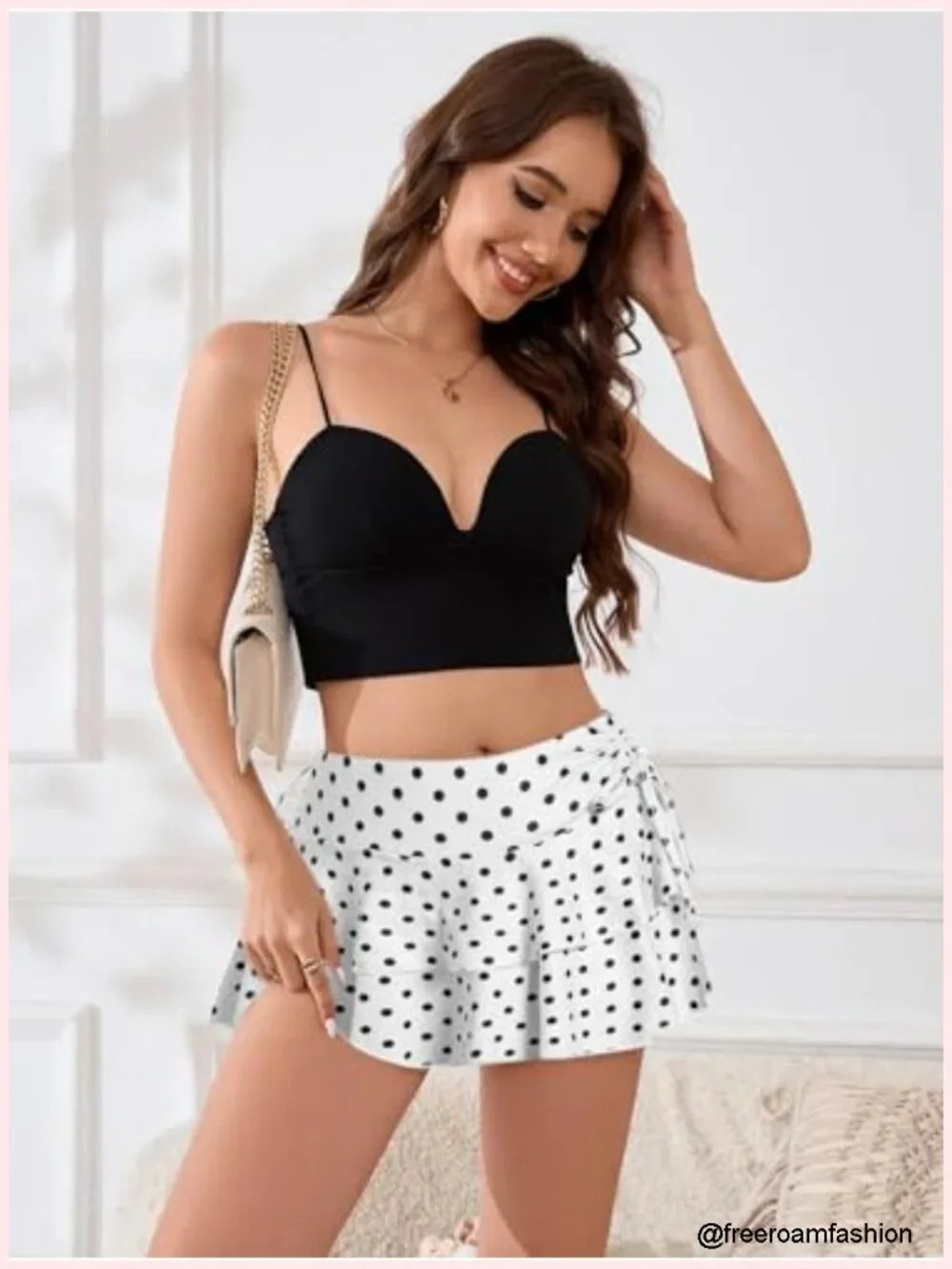 Y2K Mini Ruffle Skort with Shorts Tiered A-Line Drawstring